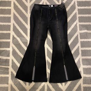 FashionNova Zipper Black Flare Jeans